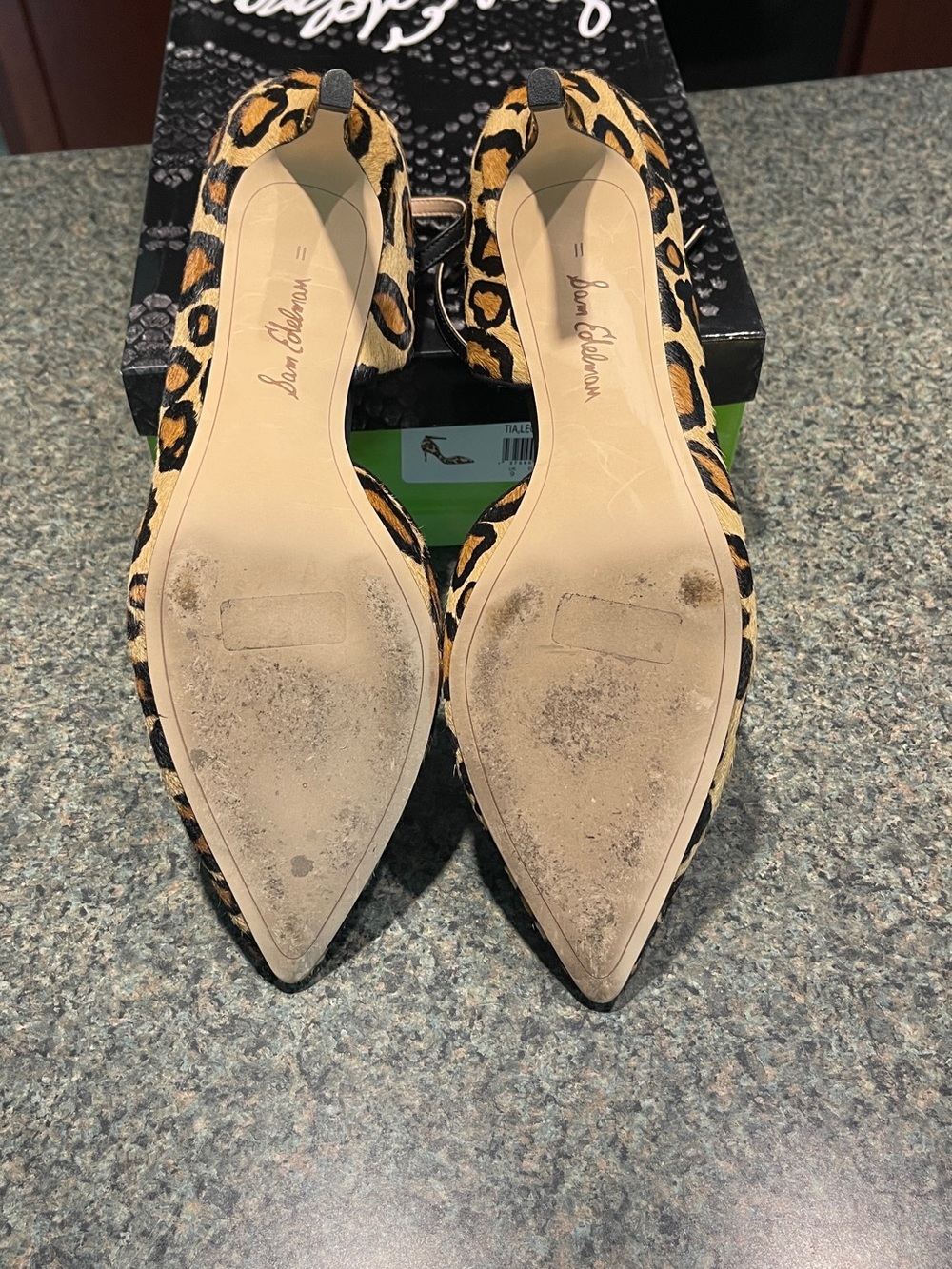 Sam Edelman Leopard Print Ankle-Strap Pumps in Tan and Black - size 11 - Picture 7 of 8